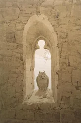 Owl in the Gothic Window Niche